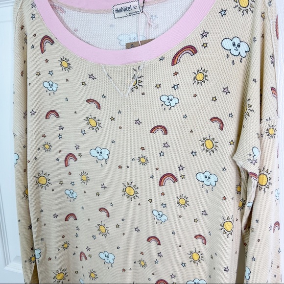 Hello Nite! Revolve Long Sleeve Thermal Waffle Knit Pajama Sleep Shirt S-L - Picture 5 of 8